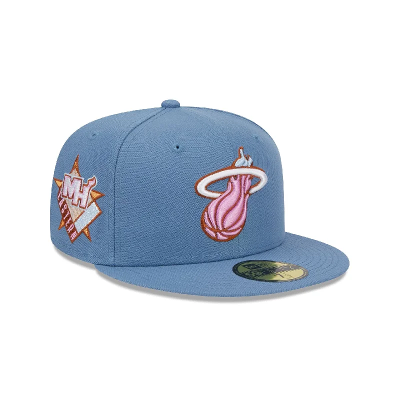 Men’s leather cardholder accessory-Miami Heat Color Pack Faded Blue 59FIFTY Fitted Hat