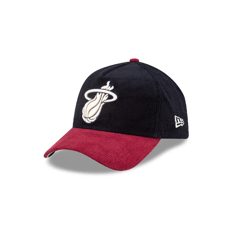 Men’s brown belt accessory-Miami Heat Navy Corduroy 9FORTY A-Frame Snapback Hat