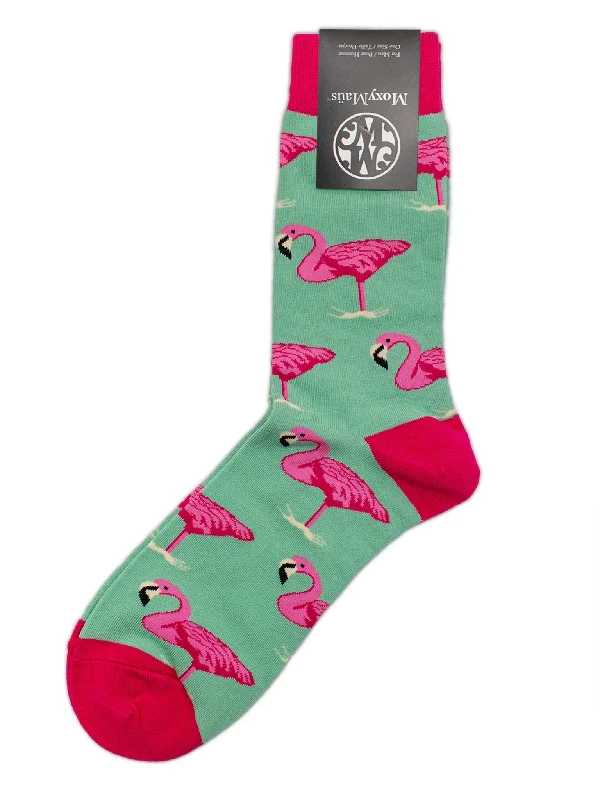 Men’s reversible belt accessory-Flamingos (Teal)