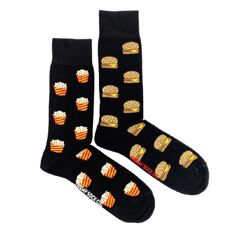 Men’s minimalist watch accessory-Men's Burger and Fries Socks