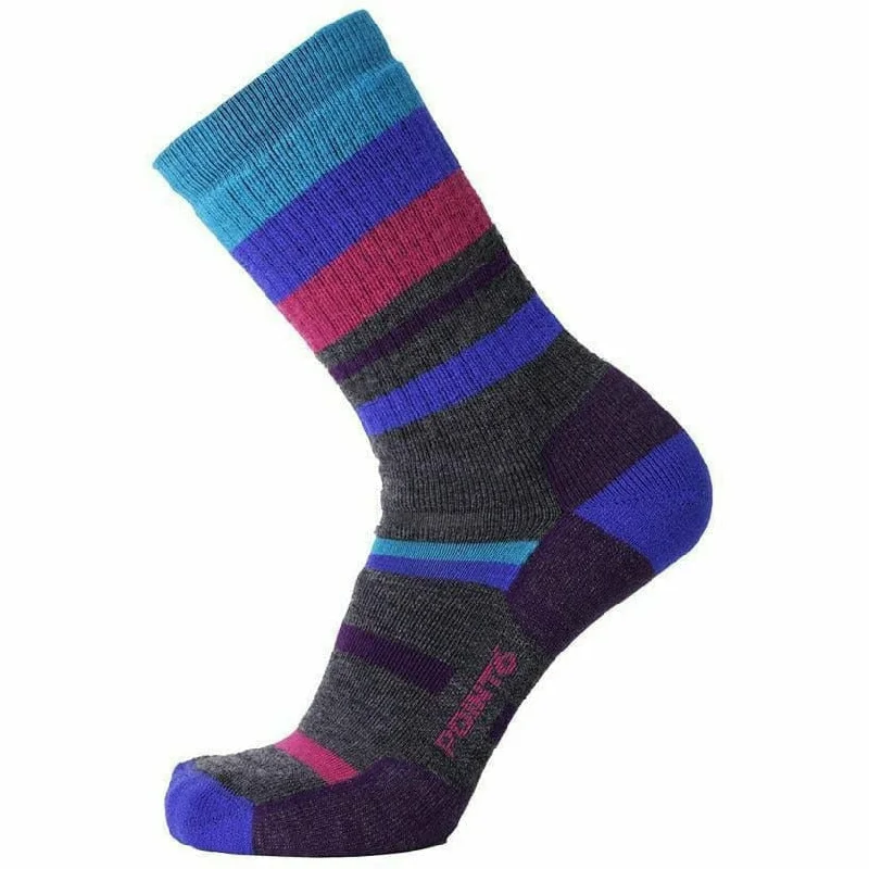 Men’s stylish watch accessory-Point6 Hiking Mixed Stripe Medium Crew Socks