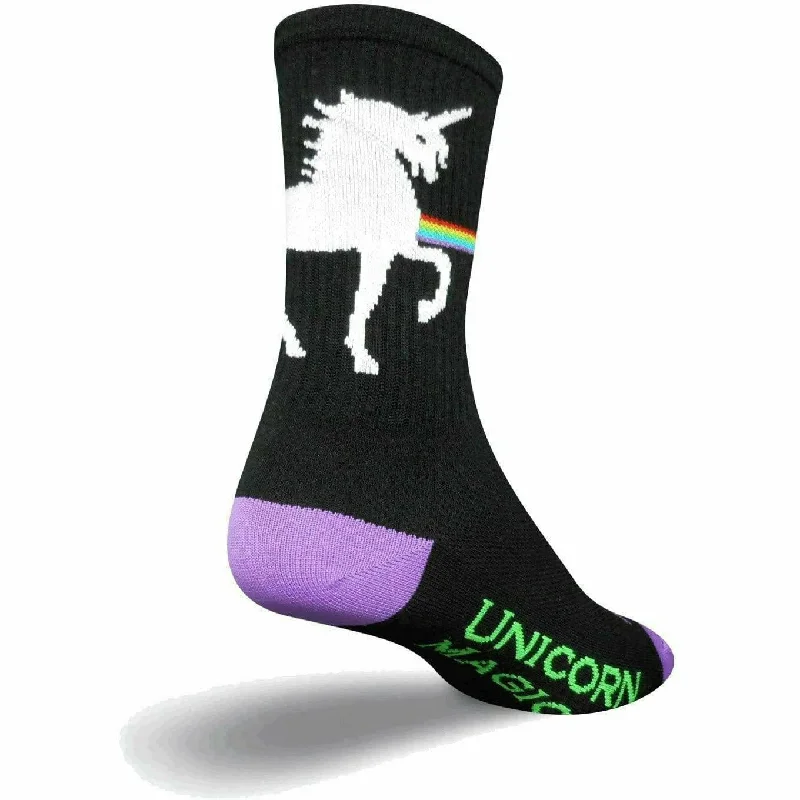 Men’s mirrored sunglasses accessory-SockGuy Unicorn Express Performance Crew Socks