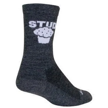 Men’s slim wallet accessory-SockGuy Stud Muffin Turbo Wool Crew Socks