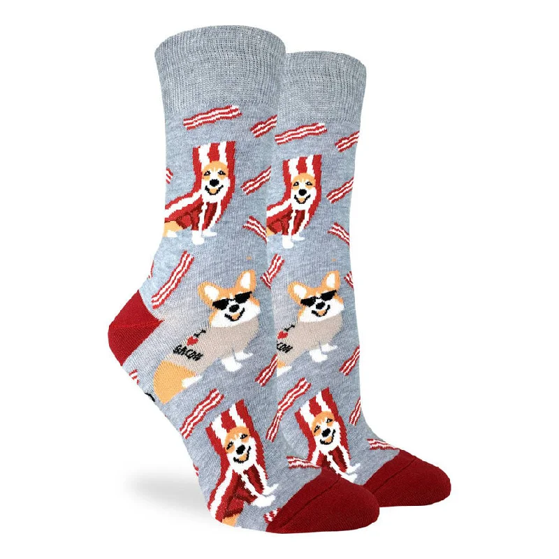 Men’s designer cufflinks accessory-Unisex Corgi Bacon Socks