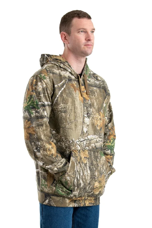 Men’s slim-fit cotton zip-Berne Mens Realtree Edge Cotton Blend Inland Hooded Pullover