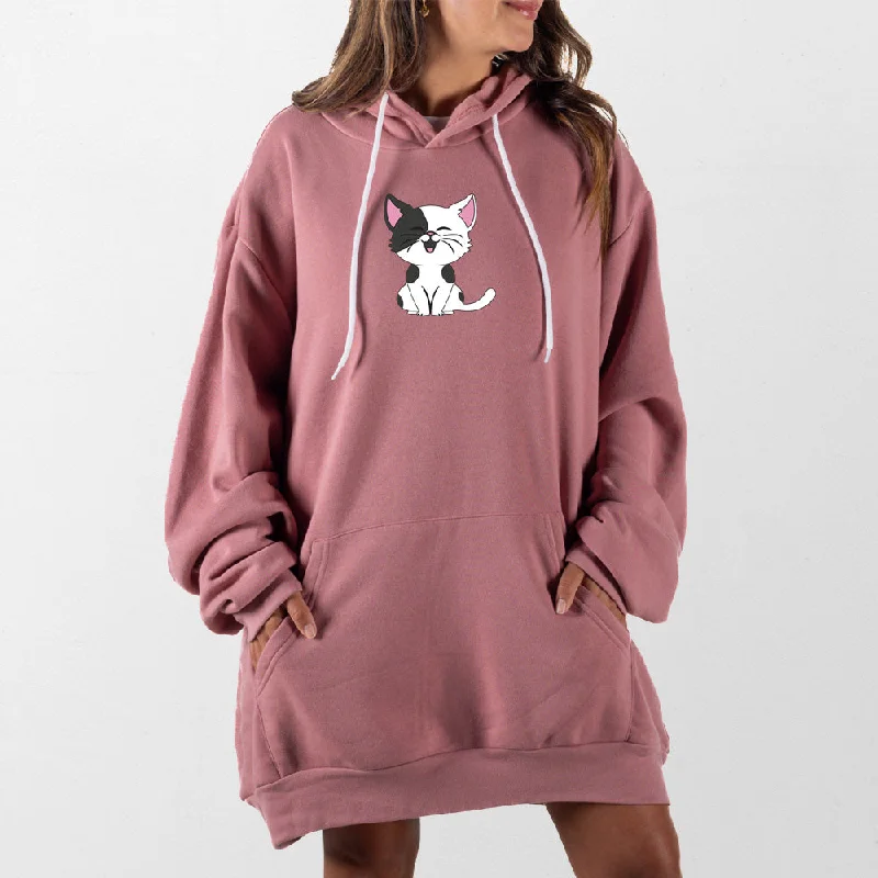 Men’s classic athletic hoodie-Cartoon Kitty Giant Hoodie