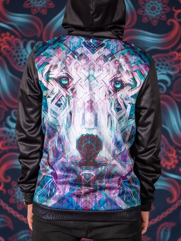 Men’s warm printed hoodie-Crystal Wolf Back Panel Unisex Hoodie