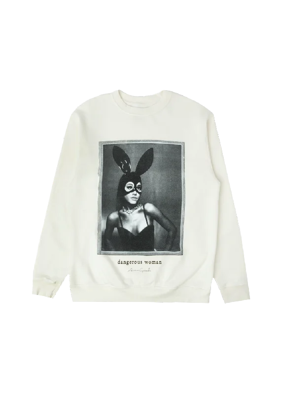 Men’s lightweight pullover hoodie-dangerous woman cream crewneck