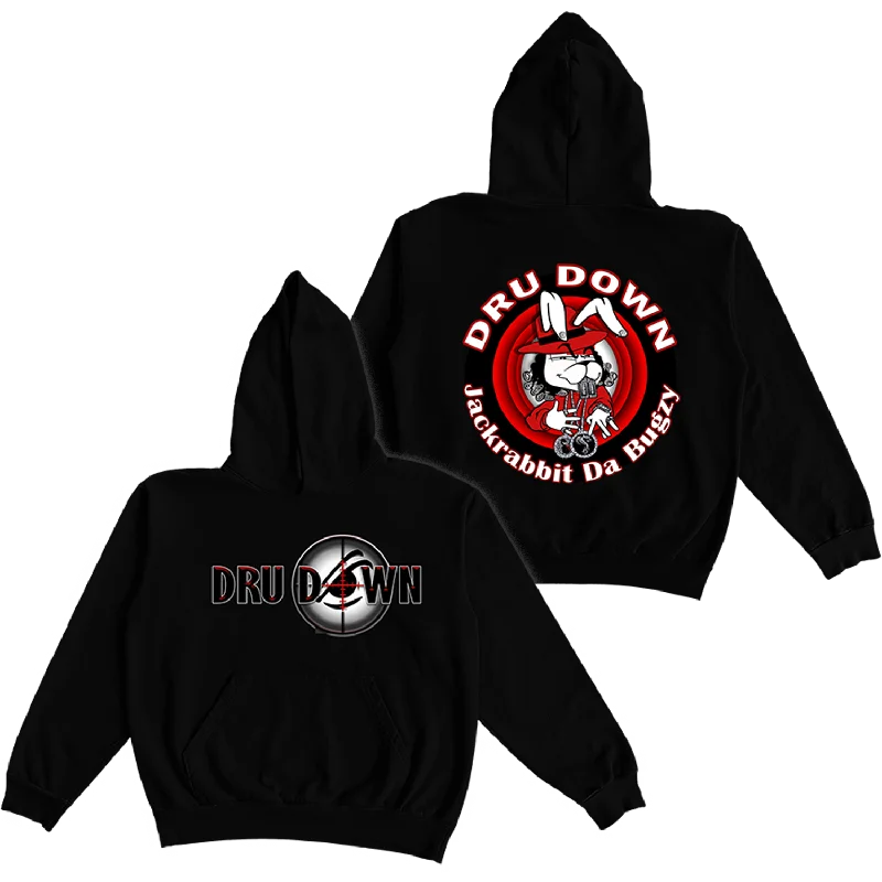 Men’s soft white hoodie-Dru Down - Jackrabbit Da Bugzy Hoodie