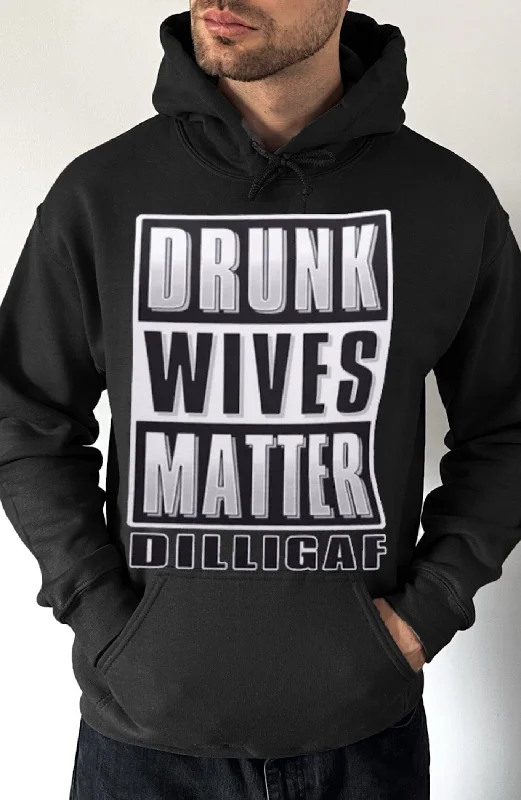 Men’s cozy pullover hoodie-Drunk Wives Matter Pullover Hoodie