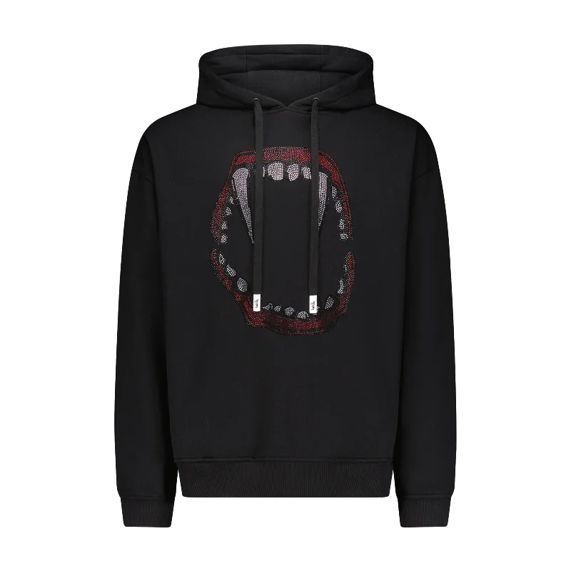 Men’s classic black hoodie-FLASHY FANG LIPS HOODIE