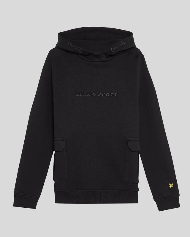 Men’s classic black hoodie-Kids Cargo Pocket Hoodie