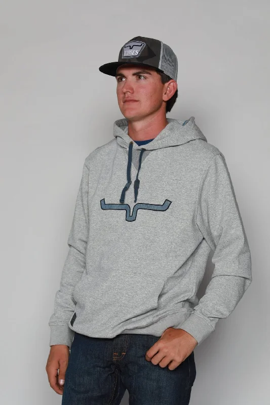 Men’s oversized fleece hoodie-Kimes Ranch Mens TTL Hoodie Grey Heather 100% Cotton L/S