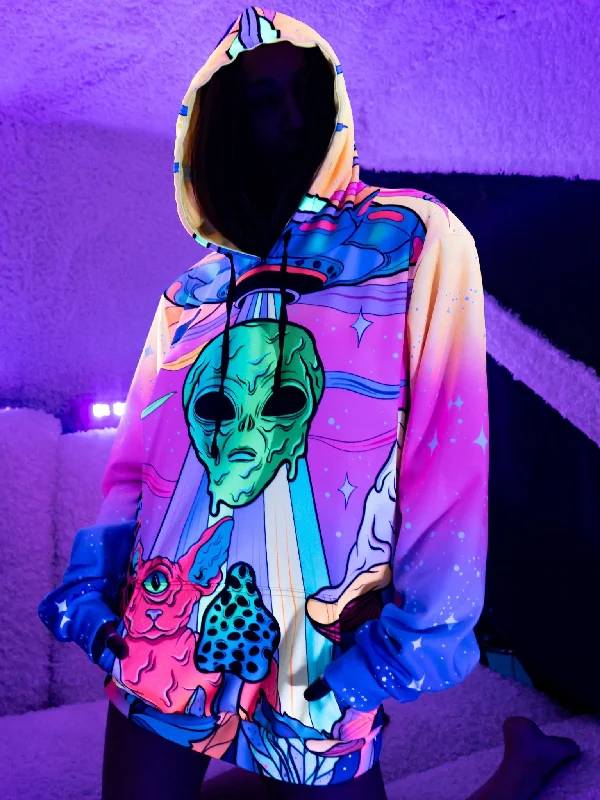 Men’s slim-fit athletic hoodie-Neon Alien Invasion (Dawn) Unisex Hoodie