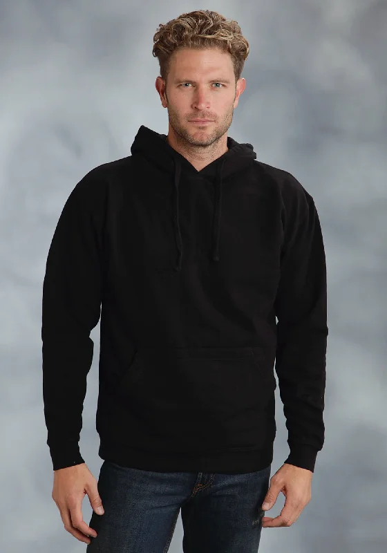 Men’s classic pullover hoodie-Ouray Mens Black 100% Polyester USA Hoodie