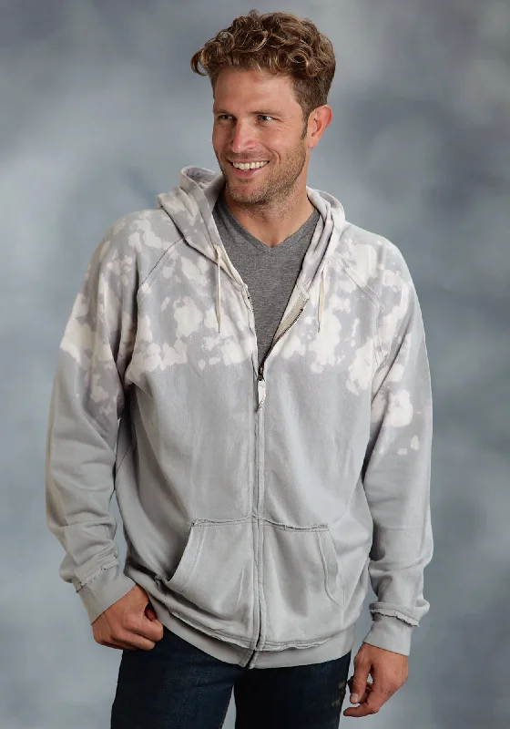 Men’s cozy graphic hoodie-Ouray Mens Grey 100% Cotton USA Bleached Hoodie