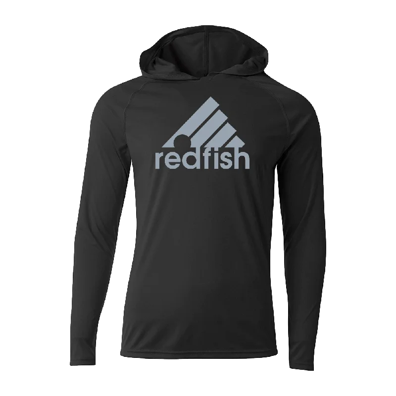 Men’s warm black pullover-#REDFISH Performance Long Sleeve Hoodie