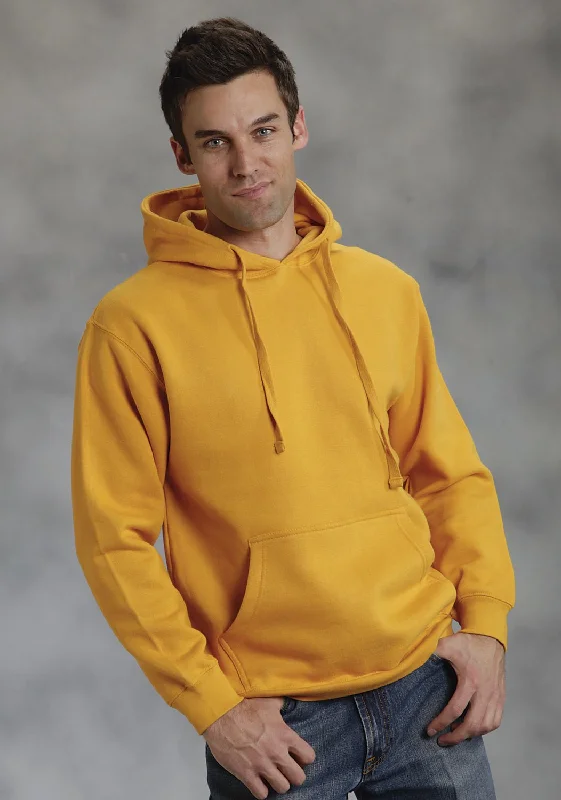 Men’s warm zip-up hoodie-Ouray Mens Yellow Poly/Cotton USA Solid Hoodie