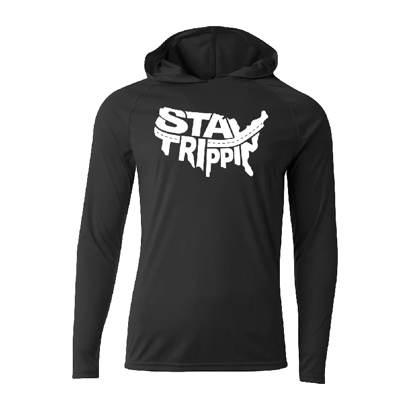 Men’s slim-fit athletic hoodie-#STAYTRIPPIN USA Performance Long Sleeve Hoodie