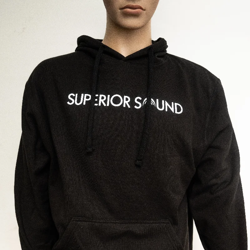 Men’s soft athletic pullover-Superior Sound - White Logo Hoodie