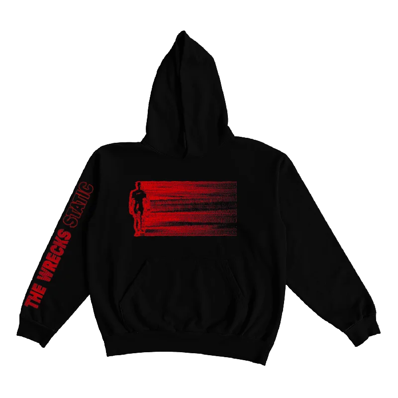 Men’s soft athletic pullover-The Wrecks - Black Static Hoodie