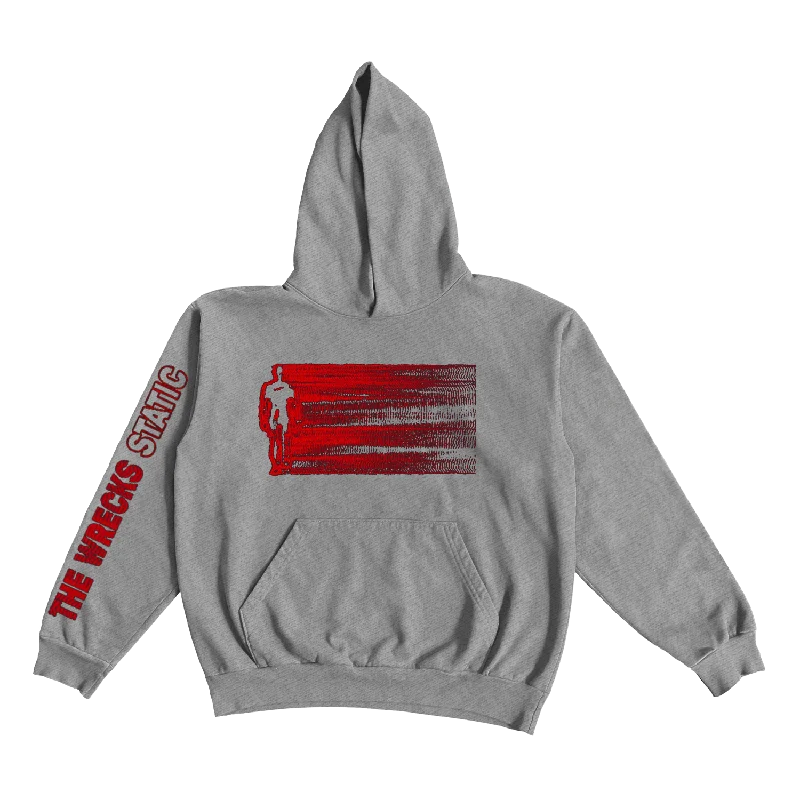 Men’s stylish fleece zip-The Wrecks - Gray Static Hoodie