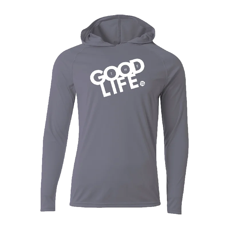 Men’s stylish athletic hoodie-#THEGOODLIFE Performance Long Sleeve Hoodie