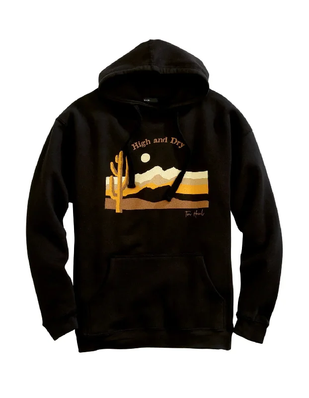 Men’s casual zip hoodie-Tin Haul Mens Black Cotton Blend Cactus & Mountains Hoodie