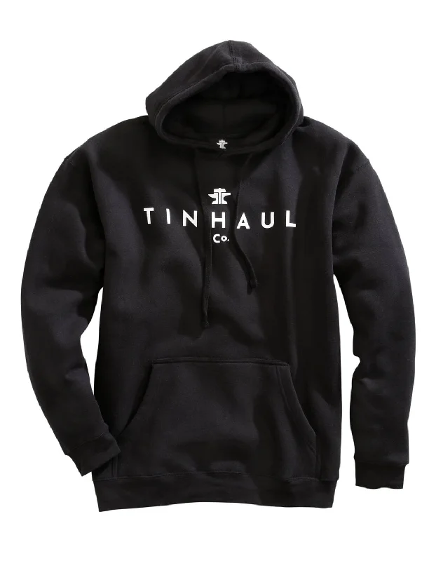 Men’s lightweight pullover hoodie-Tin Haul Mens Black Cotton Blend New Logo Hoodie