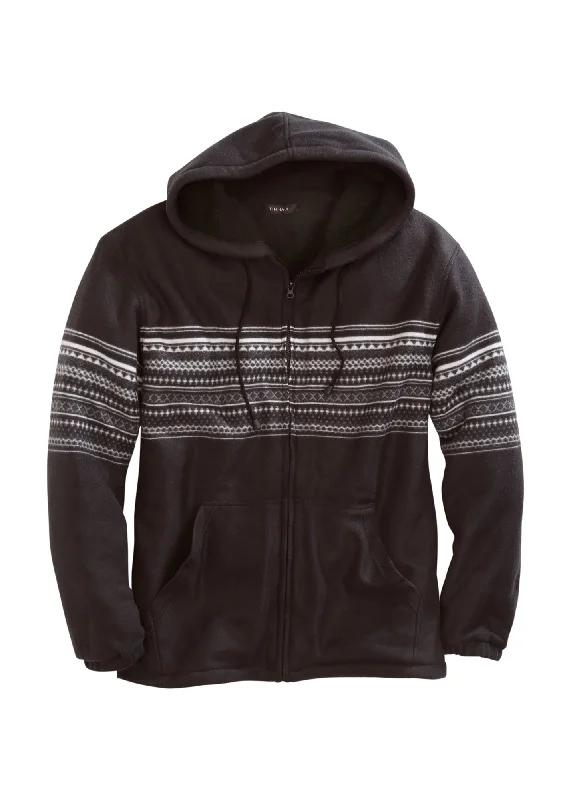 Men’s classic fleece pullover-Tin Haul Mens Black Polyester Aztec Polar Fleece Hoodie