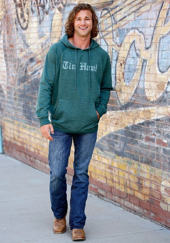 Men’s warm black pullover-Tin Haul Mens Green Cotton Blend Old Style Hoodie