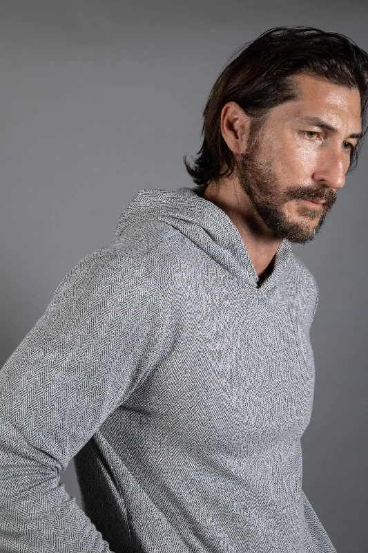 Men’s oversized cotton zip-Westin Herringbone Kangaroo Hoodie