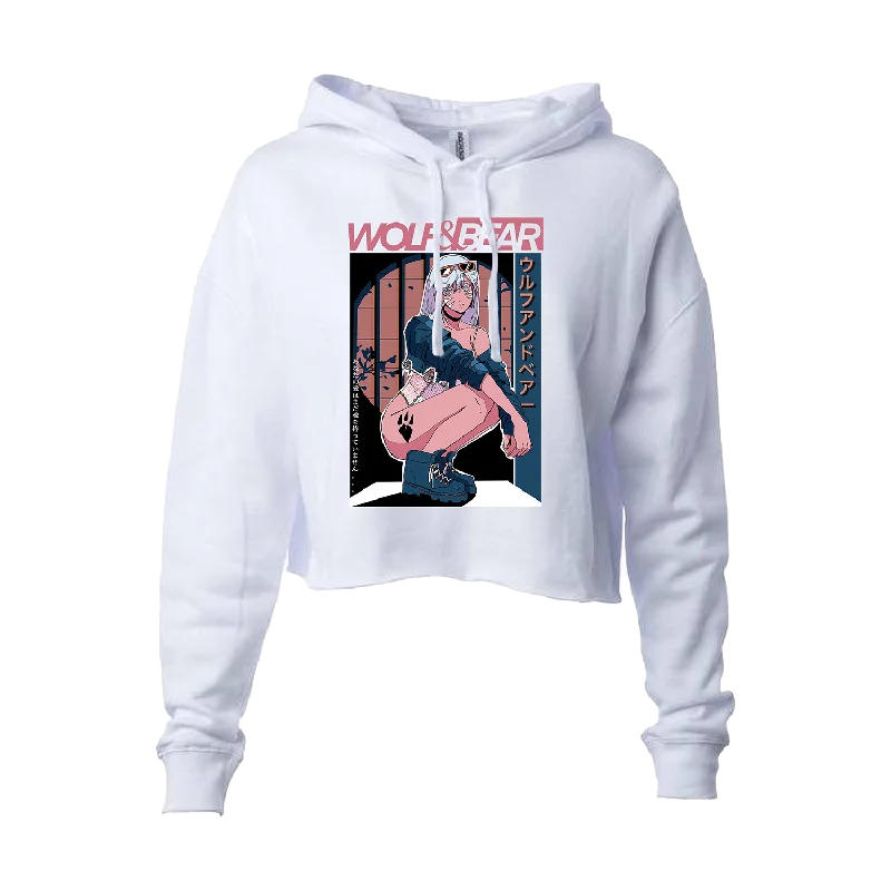 Men’s lightweight athletic hoodie-Wolf & Bear - Vapor Girl Lightweight Cropped Hooded Pullover