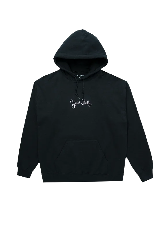 Men’s lightweight black hoodie-yours truly cover hoodie