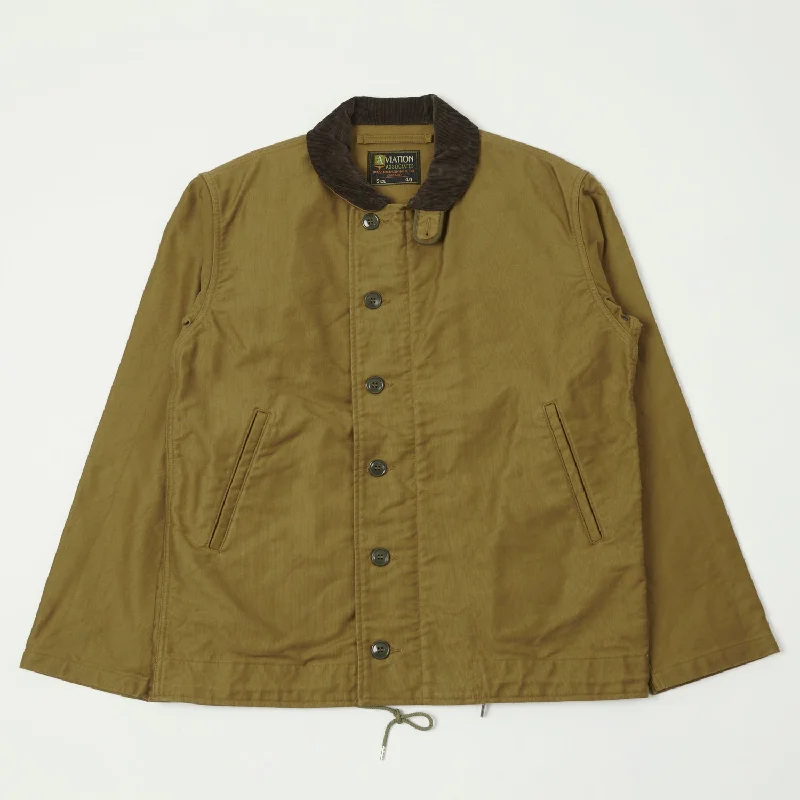 Men’s slim-fit rain jacket-Buzz Rickson's AA N-1 Civilian Model Deck Jacket - Khaki