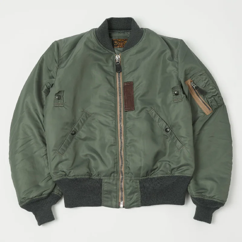 Men’s lightweight leather jacket-Buzz Rickson's Type MA-1 'Slender' Jacket - Olive