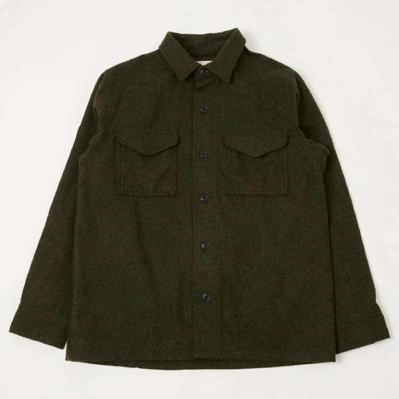 Men’s insulated puffer jacket-Filson Wool Jac-Shirt - Forest Green