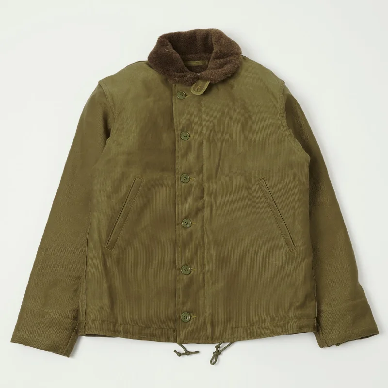 Men’s casual parka jacket-Freewheelers 1940's Type N-1 Deck Jacket - Khaki/Beige