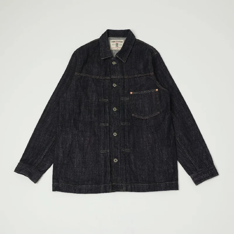 Men’s slim-fit windbreaker jacket-ONI 03128 12oz Loose Weave Denim Coverall Jacket