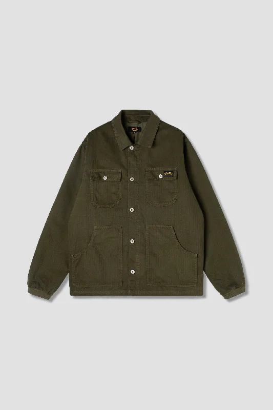 Men’s classic denim jacket-Pork Chop Jacket (Olive Herringbone)