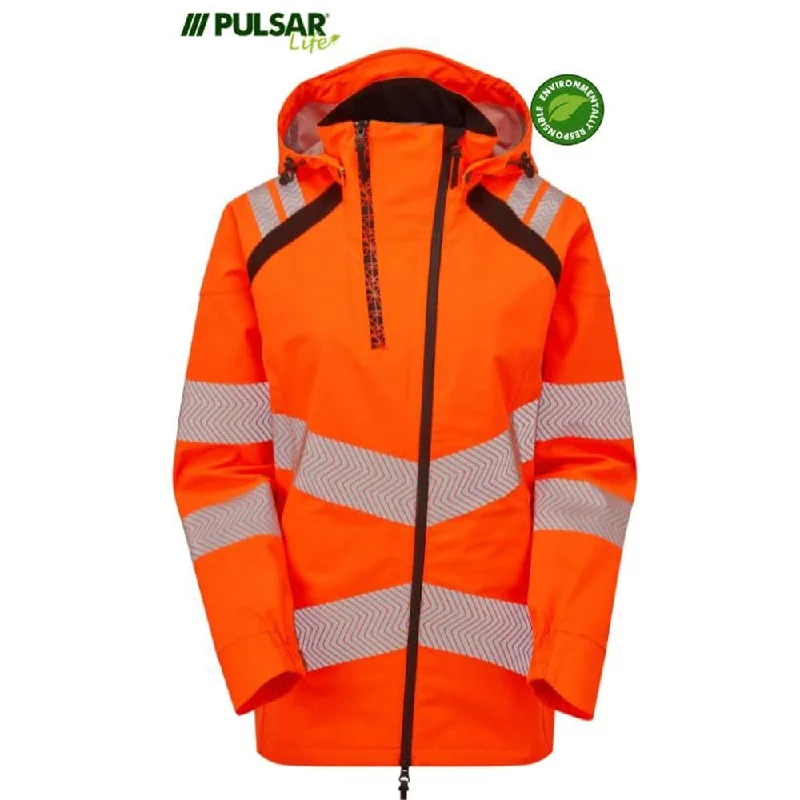 Men’s slim-fit leather jacket-PULSAR® LIFE LFE910 GRS Waterproof Shell Jacket Orange