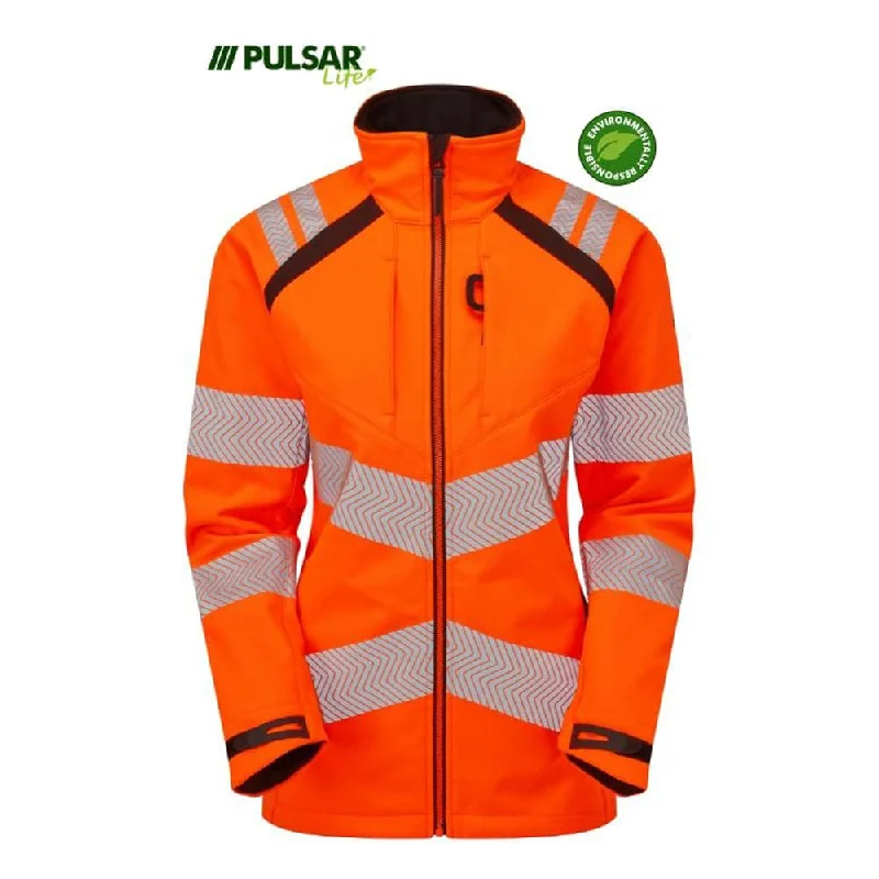 Men’s waterproof leather jacket-PULSAR® LIFE LFE916 GRS Hi-Vis Softshell Jacket Orange