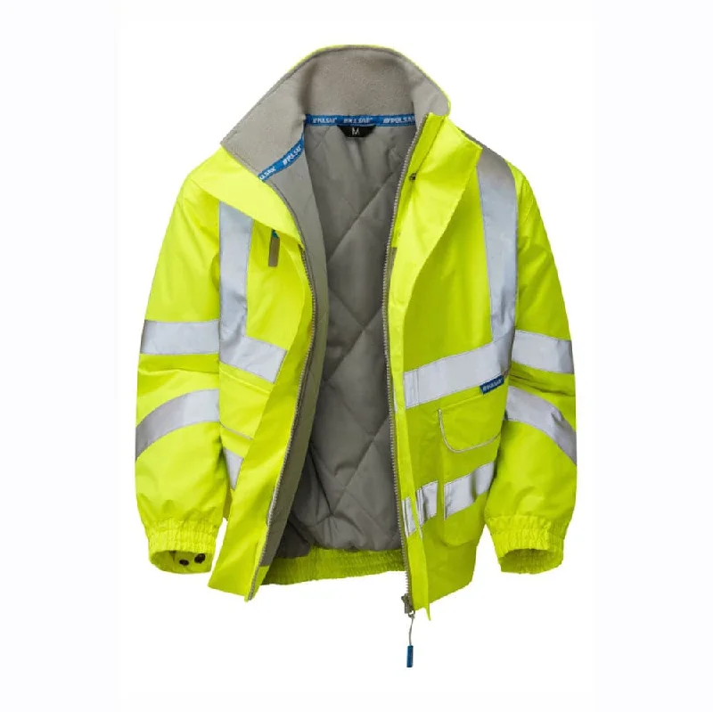 Men’s casual windbreaker jacket-PULSAR P191 Hi-Vis Yellow Padded Waterproof Bomber Jacket