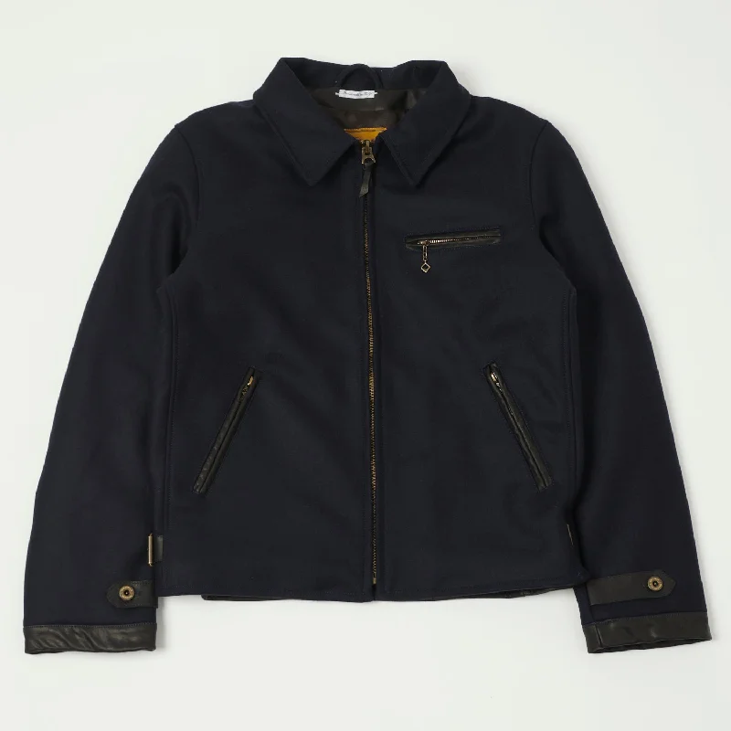 Men’s vintage windbreaker jacket-Shangri-La Heritage 'Varenne' Melton Wool Jacket - Navy Blue