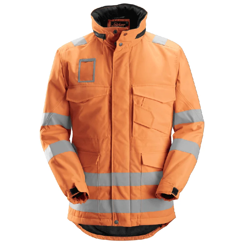 Men’s cozy denim jacket-Snickers 1823 Hi-Vis Winter Lined Long Jacket, Class 3 Various Colours