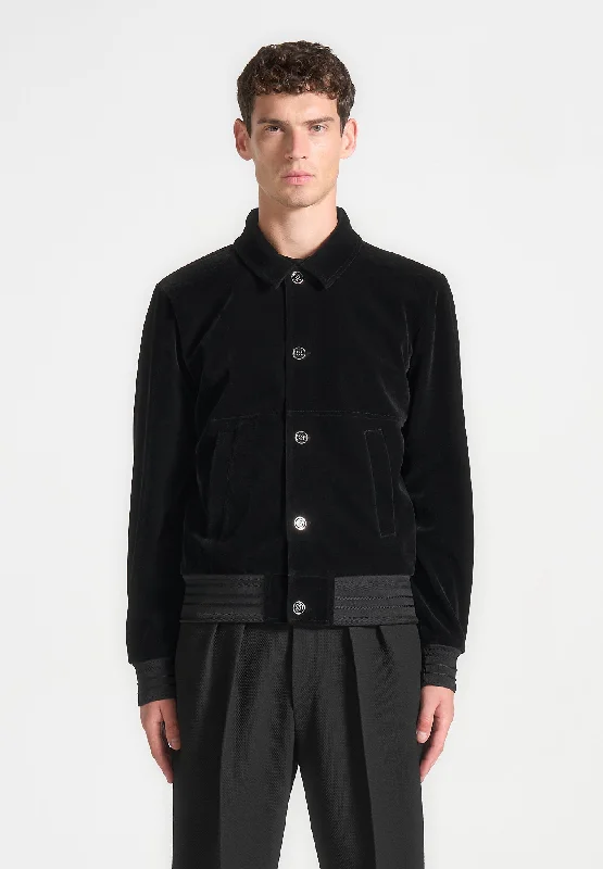 Men’s modern rain jacket-Velvet Trucker Jacket - Black