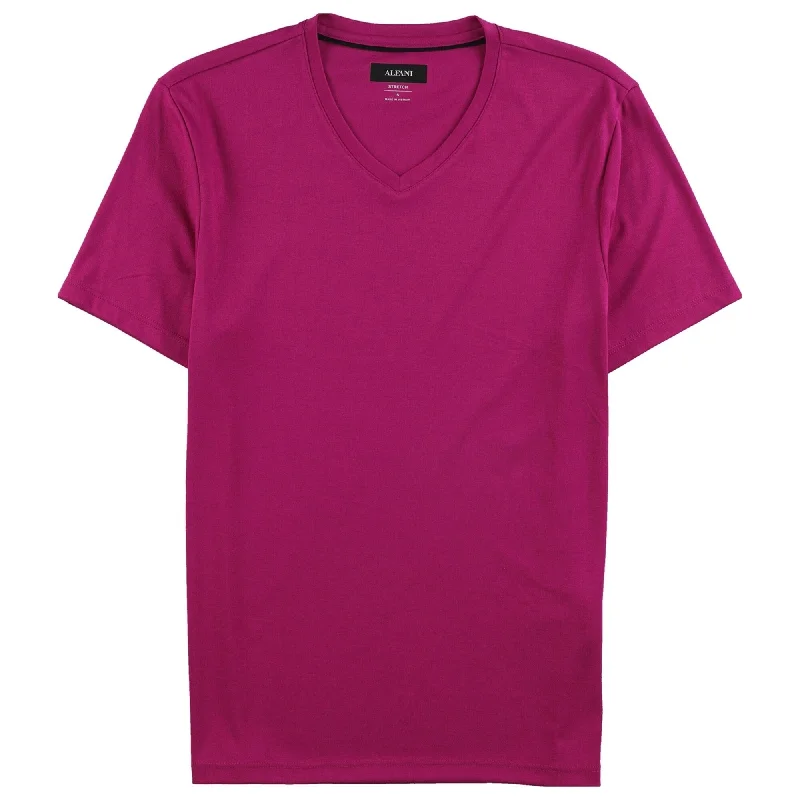 Men’s solid-color short-sleeve tee-Alfani Mens Soft Touch Stretch Basic T-Shirt, Pink, Small