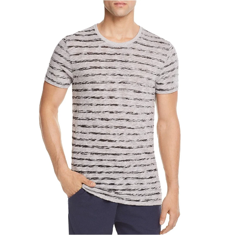 Men’s short-sleeve casual look-ATM Mens Painted Stripe Basic T-Shirt, Grey, Medium