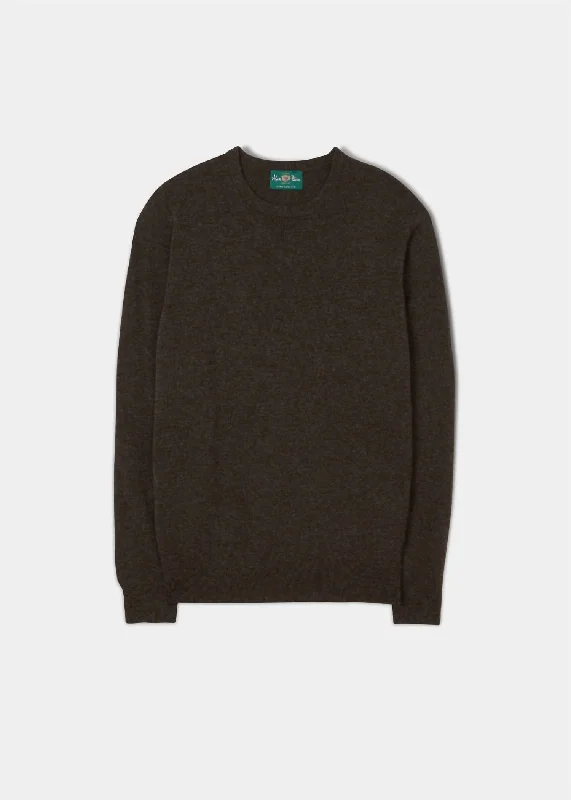 Men’s warm cotton sweater-Brisbane Geelong Crew Neck Swerater In Cocoa