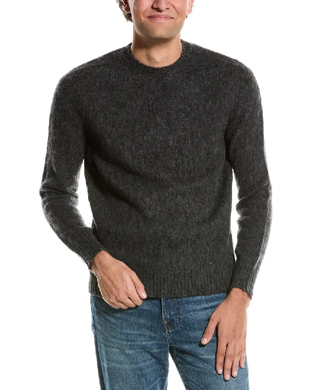 Men’s soft cashmere sweater-Brooks Brothers Classic Brushed Wool Crewneck Sweater